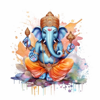 realistic watercolor ganesh clipart illustration