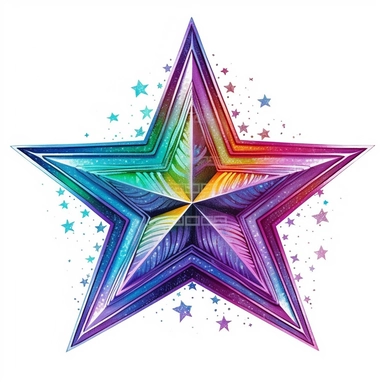 discopunk witches 5 point star, northern lights, isolated on white background, clipart, highly detailed