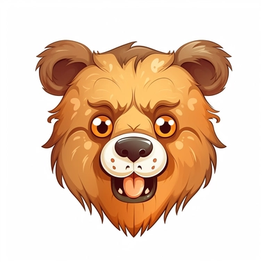fantasy happy cute bear face, cartoon, clipart, mascot, isolated on white background