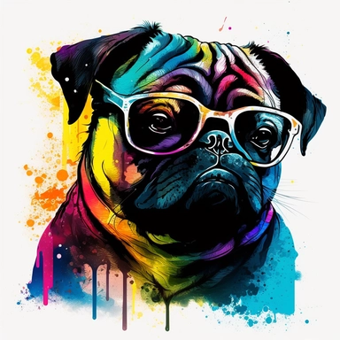 gangster pug hawaiian colourful anime manga kawaii cute vibrant clipart trippy vivid