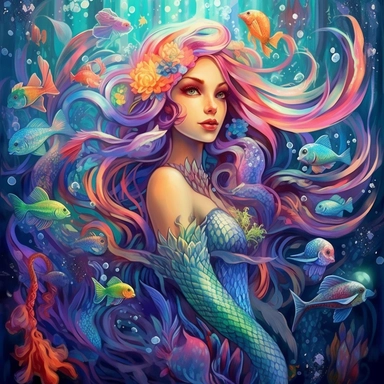 the most beautifyul ethereal mermaid colorful, fish, ocean life, hyper detailed, high defenition, highlights clip art