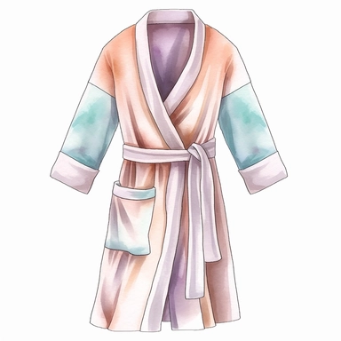 bathrobe illustration clipart, high detailed, white background, digital art, hd, watercolor
