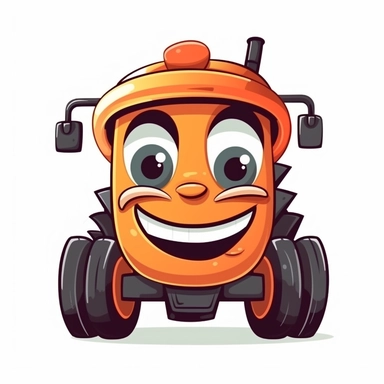 happy cute Tractor Mechanic face, cartoon, clipart, mascot, isolated on white background