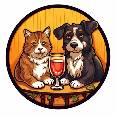 clip art of dog and cat drinking a beer together
