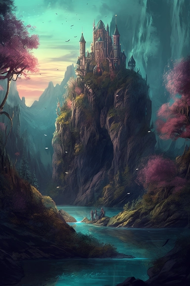 realistic clipart of enchanted curse landscape, digital painting