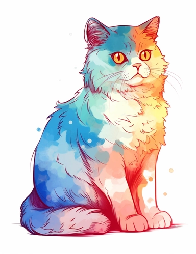 clipart cat tow colors a side whole body for children's book cover page, white background, vector, high resolution with text