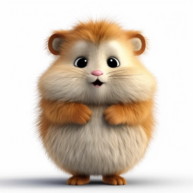 a single clipart image png graphic of a Realistic 3D cute friendly pixar style 3D animation Clipart Cute Fluffy Hairy Hamster PNG Illustration