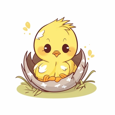 cute chick hatching from egg easter inspired cartoon clipart