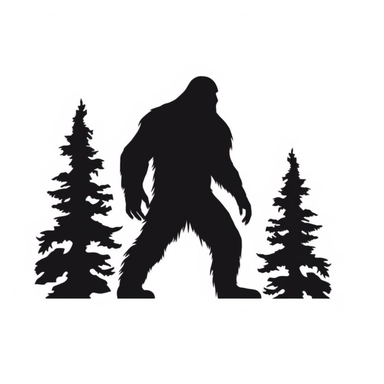 Bigfoot, svg, silhouette: : 7 simplified, bold lines, clipart, black on white background