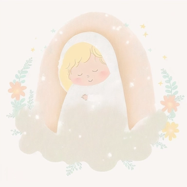 a soft lite pastel etsy style baby Jesus watercolor clipart svg white background