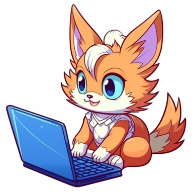 animal going to computer class clip art vector, simple, thick cartoon lines, white background, anime style