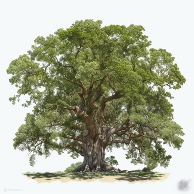 watercolor clipart of oak tree, white background, white vines, 4k, octane render, detailed, hyper-realistic, cinematic, photography by Joel Meyerowitz, Roger deakins, Slim Aarons, Craig Mullens, artstation
