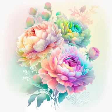 soft colorful neon pastel colored floral arrangement clipart, soft and subtle, colorful neon fairy pastel colors watercolor style, fawncore, plain white background, colorful neon pastel roses peonies gerberas tulips, excellent depth of shading in soft watercolor style, neon pastel colorful soft watercolor artwork, plain white background for transparent editing