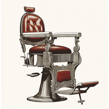 Barber Shop Chair Illustration, 1920s Illustration, Vintage, Antique, Ephemera, Clipart, 8k, Isolated on white