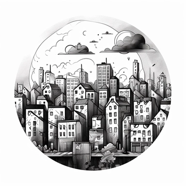 A black and white clip art image that represents community