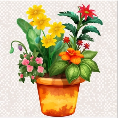 Piante da appartamento Clipart. fiori e piante in vaso clipart, piante d'appartamento all'aperto ,acquarello Clipart floreale PNG. Estate