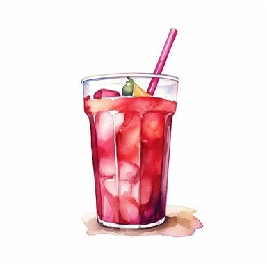 cold beverage, clipart, watercolor, white background,