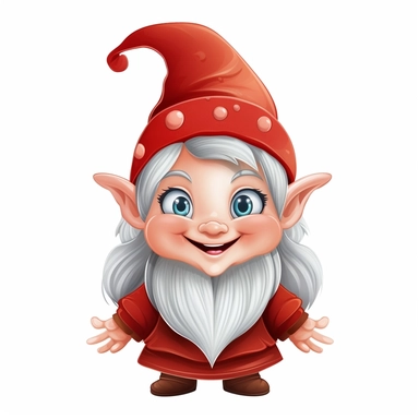 gnome woman clipart, white background