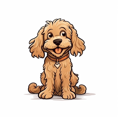 Cartoon Adult Dogs, Cartoon Adult Dogs Clipart, Cartoon Adult Dogs SVG, Dogs PNG Sublime, Dogs sublime, Adult Cockapoo smiling, sitting, direct front view, isolated on white background, hd