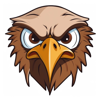 comical eagle head. Cartoon, clipart style. No background.