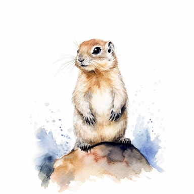 cute baby Arctic ground squirrel, watercolor clipart, minimalist,white background,