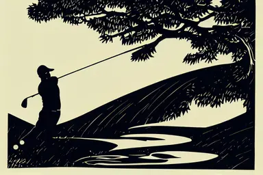golf silhouette, linocut, clipart