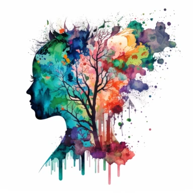 watercolor clipart of mental health