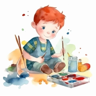 kid learning cartoon watercolor clipart