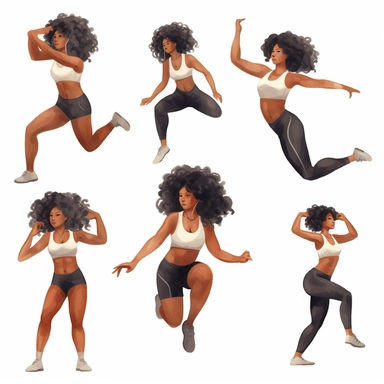 handpainted modern black woman exercising clipart
