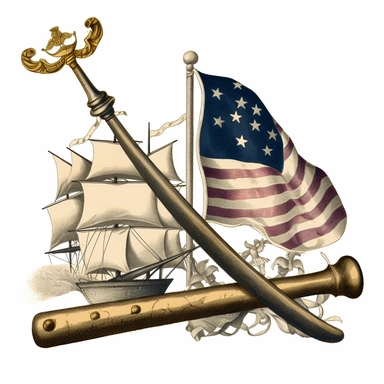 clipart image with iconic symbol, flag, and historic landmark from the American Revolution, perfect for DIY project and craft