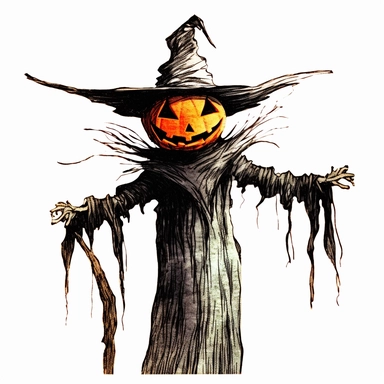 halloween scarecrow clipart clipart, in the style of mysterious expressionism, realistic yet stylized, 1970–present, associated press photo, halloween, gothic-influenced, high definition image,
