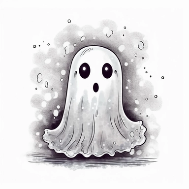 halloween spooky ghost cute clipart, in the style of tim burton, background is only white