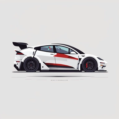 Upscaling image #4 with minimalist clipart of a Tesla model X professional race car , flat design, digital art, white background - <@1021281452953976843> (Waiting to start) - <@1021281452953976843> (fast)