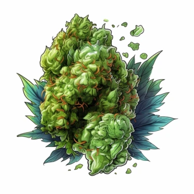 single marijuana nug, clipart, illustration, white background