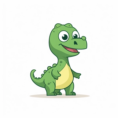 a minimalist kids dinosaur green clipart cartoon white background