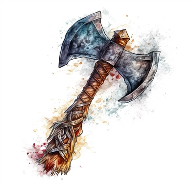viking axe, watercolor clipart