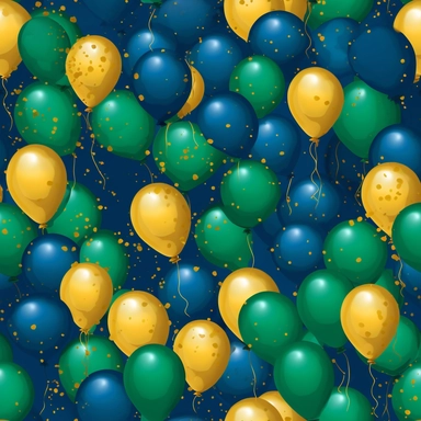 birthday balloons bright colors blue royal green gold high detail deep blue background clipart seamless tile