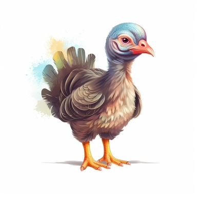 cute baby Wild turkey clipart, happy, animal only, isolated on white background, illustration, pastel colors, no shadow, vector, high definition, Full HD, 8k