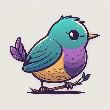 bird, clipart style, vector, logo, cute, golden, purple, teal, pink, lite blue, picture book style, children's lesson book, captivating, kid friendly cute character, black and white, coloring book style, cartoon style, vector image, simple, line art style, character, white background