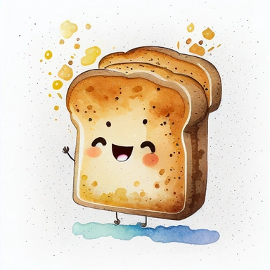 a cute cartoon toast bread. Watercolor painting style. Illustration clipart