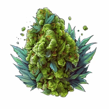 single marijuana nug, clipart, illustration, white background
