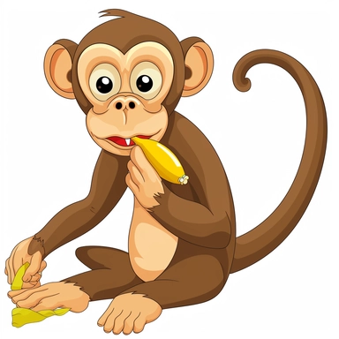 Clipart of Safari Monkey eating banana