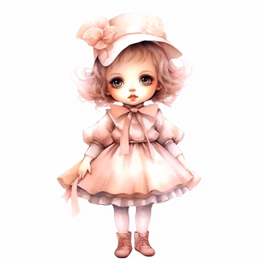 beautiful baby pink Girl Clipart, full body Clipart, isolated on white background