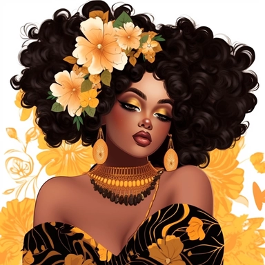 Melanin Digital Art Clipart, Plus Size, Beautiful Big HIspanic Fashionista Lady