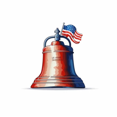 Liberty Bell illustration with patriotic colors clipart white background