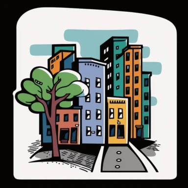 clipart,2 d, simple city, drawing, ms paint style, handdrawn on ms paint