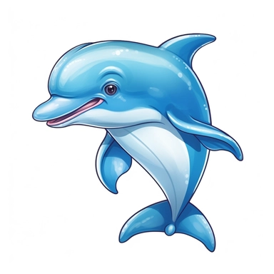 cute pastel dolphin clipart, Cartoon, high detail, illustration style, high solution, on the white background