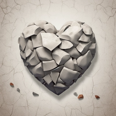 Create a photorealistic, vectorized clipart image inspired by the quote Love never fails from 1 Corinthians 13:8. The content should include a heart symbol, representing love, that is unbroken and strong, perhaps made of a resilient material like stone or metal. The heart should be surrounded by a soft, glowing light, symbolizing the enduring nature of love. The quote should be written in elegant, flowing script beneath the heart. The medium should be digital art, with a style reminiscent of hig