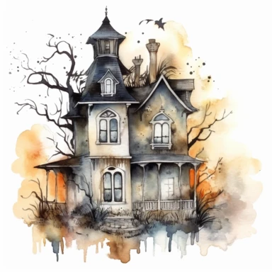 watercolor haunted house clip art