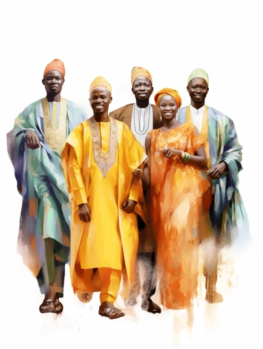 full body watercolor African groom with groomsmen clipart, hd